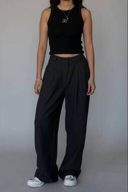 NEW COLLECTIVE tailored wide leg pants in charcoal